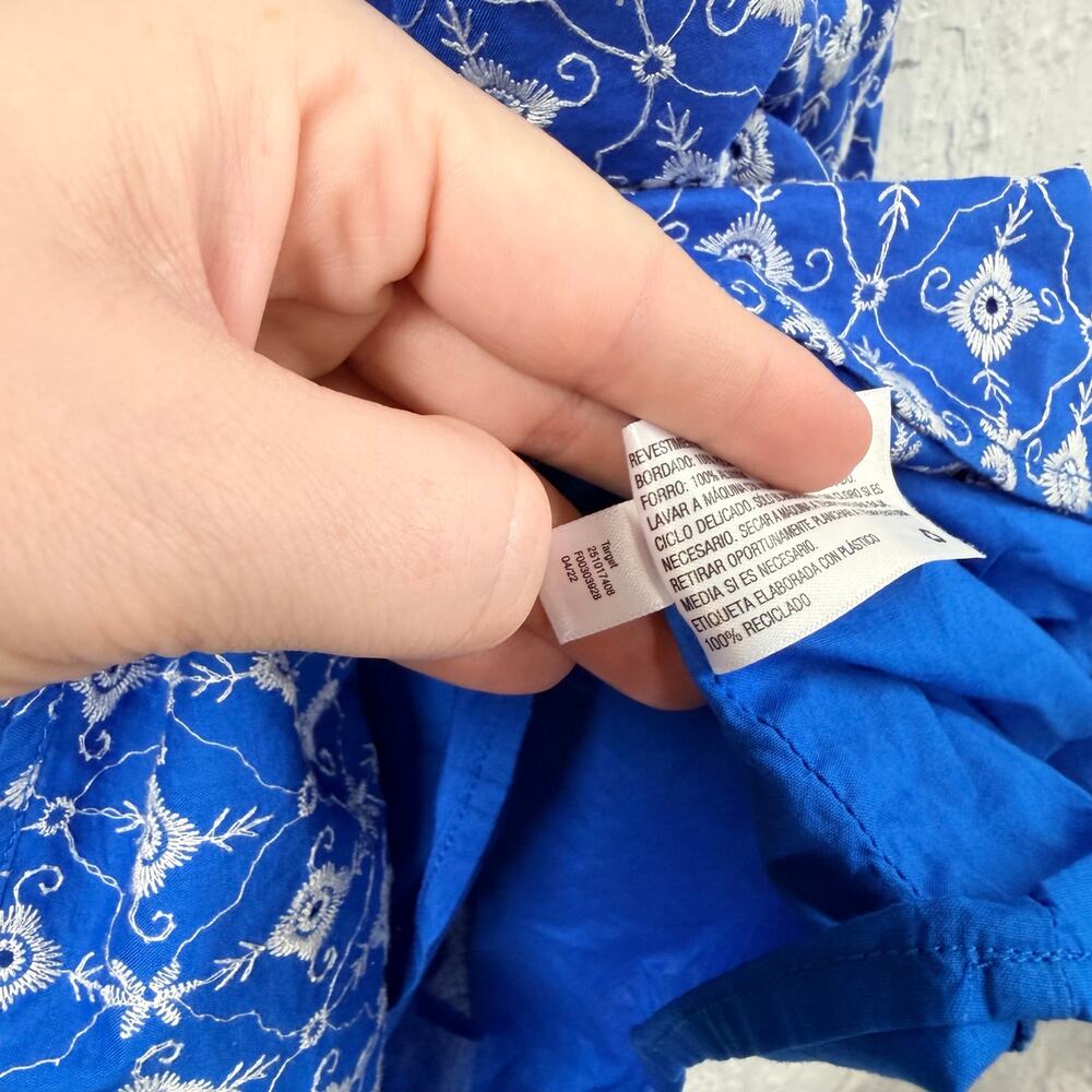 Rhode x Target Blue Embroidered Eyelet Dress Square Neck Puff Sleeve - Picture 7 of 10